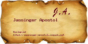Jassinger Apostol névjegykártya